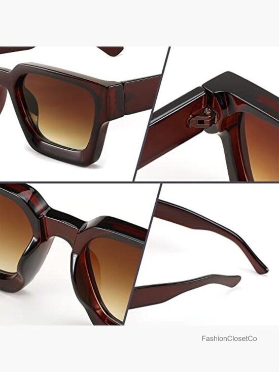 Retro 90s Chunky Rectangle Sunglasses UV400 Protection main image 7